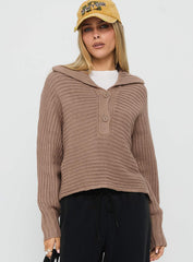 Bankside Collared Knit Sweater Brown
