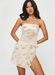 Big Dreams Floral Mini Skirt Cream