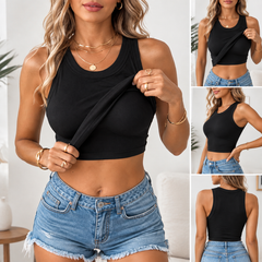 Women Everyday Basic Ribbed Built-in Bra Tank