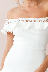 Maddie Off-Shoulder Lace Embroidery Dress White