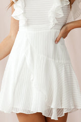 Wilton Ruffle Shoulder A-Line Dress White