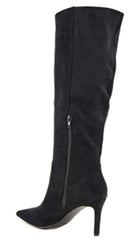 Tassa Faux Suede Pointed Toe Boots - Black