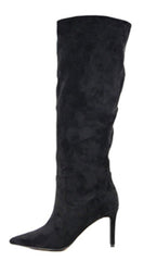 Tassa Faux Suede Pointed Toe Boots - Black