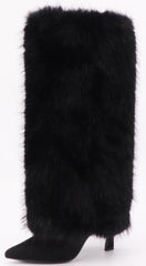 Marriana Faux Fur High Heel Boots - Black