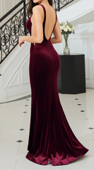 Ginevra Burgundy Velvet Gown