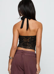 Alviera Lace Halter Top Black