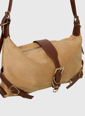 Anatolius Faux Suede Shoulder Bag Brown