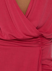 Carissima Drape Plunge Mini Dress Guava