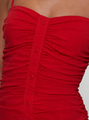 Besotted Ruched Mini Dress Red