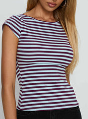 Drives Me Crazy Backless Top Blue Stripe