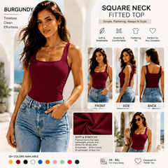 Women Summer&Fall Basic Striped Square Neck Short Sleeve Fitted Crop T-Shirt
