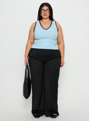 Baseline V Neck Rib Tank Top Blue / Brown Curve