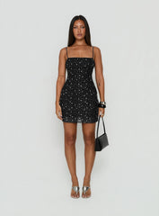 Anestassia Embellished Mini Dress Black