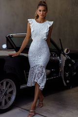Jackie Pinafore Floral Lace Dress White