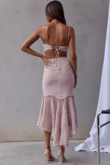 Zoey Lace Overlay Cut-Out Midi Dress Blush
