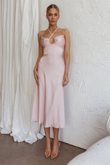 Emmalie Satin Midi Dress Pink