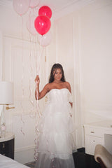 Behati Tiered Layer Midi Dress White