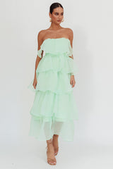 Behati Tiered Layer Midi Dress Mint