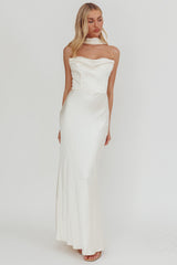Navi Strapless Laced Back Maxi Dress Oyster