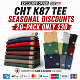 🔥CHT Men's K87 Workwear Loose Fit Heavyweight Short-Sleeve Pocket T-Shirt