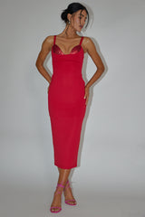 La Bellevilloise Sequin Bust Midi Dress Red