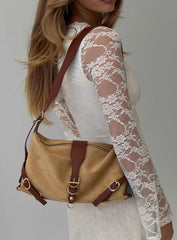 Anatolius Faux Suede Shoulder Bag Brown
