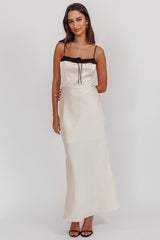 Tomorrow's Love Gathered Bow Neckline Maxi Dress Oyster