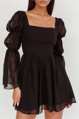 Miya Long Sleeve Mini Dress Black