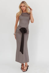 Weekend Vibes Bow Feature Maxi Dress Charcoal