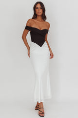 Yasmine Contrasting Bodice Maxi Dress Black/White