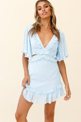 My Belle Cut-Out Detail Frill Accent Dress Baby Blue