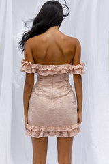 Verona Off-Shoulder Lace Overlay Mini Dress Blush