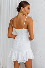 Paradis Cami Strap Ruched Bodice Mini Dress White