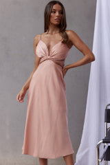 Dance With Me Crossover Bust Midi Dress Peach