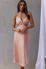 Dance With Me Crossover Bust Midi Dress Peach