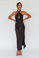Te Amo Halterneck Open Back Midi Dress Black