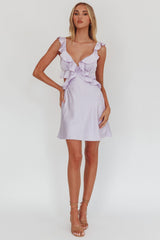 Second Chances Ruffle Trim Mini Dress Lilac