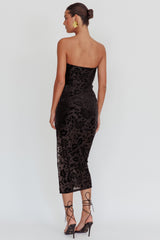 Sing To Me Keyhole Velvet Midi Dress Black
