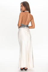 Of Your Dreams Cut-Out Halter Dress Oyster