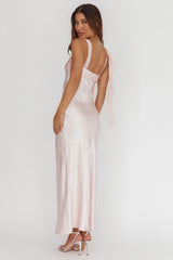 Carmel Shoulder Sash Midi Dress Blush