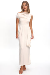 Tova Draped One-Shoulder Maxi Dress Champagne