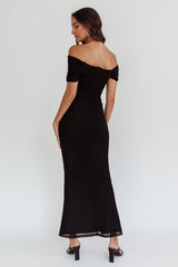 Aqaba Off-Shoulder Mesh Maxi Dress Black