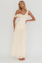 Keia Crepe Chiffon One-Shoulder Maxi Dress Oyster