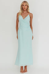 Lexxi Crossover Gathered Waist Maxi Dress Tiffany Blue