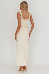 Olivera Lace Frill Trim Maxi Dress Cream