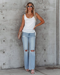 Contour Drawstring Knit Tank - Off White
