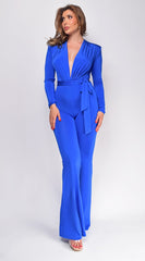 Kajsa Long Belted Jumpsuit - Royal Blue