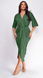 Zelia Venetian Midi Dress - Green