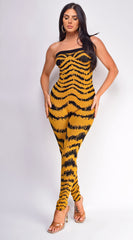 Clara Amber Yellow Jacquard Lurex Jumpsuit