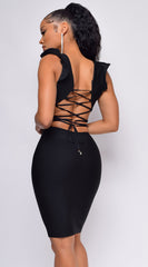 Love At First Sight Black Cross Back Bandage Dress